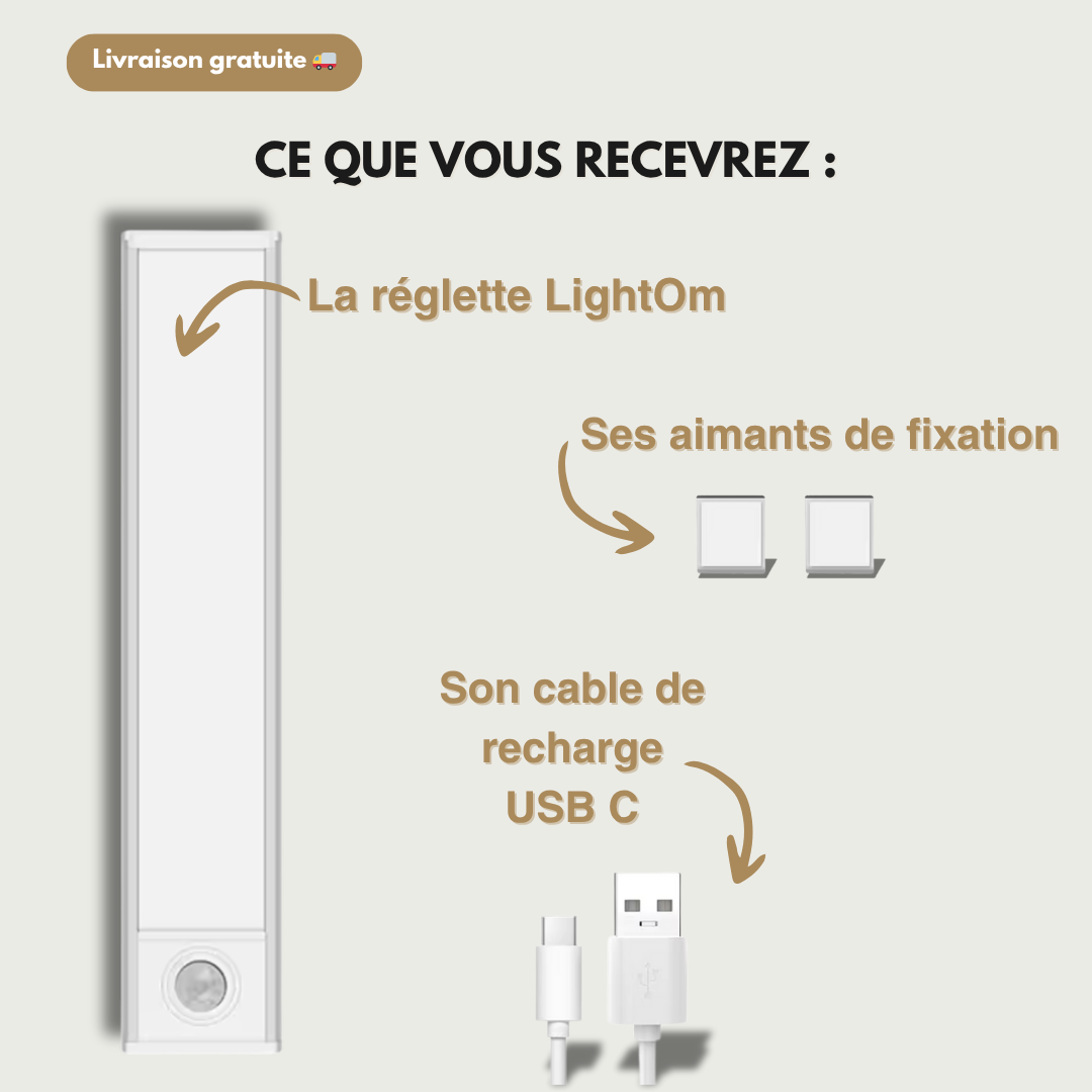 Réglette LED à détecteur de mouvement LightOm